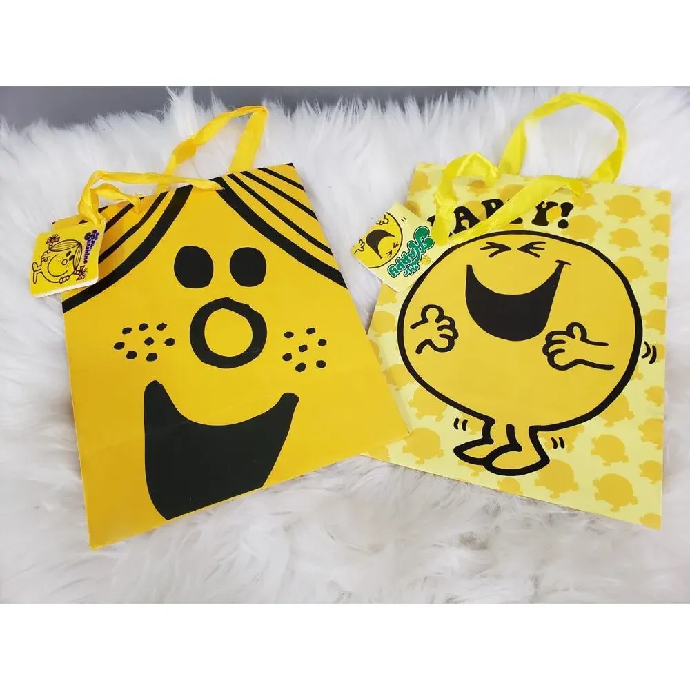 MR HAPPY SUNSHINE MR MEN LITTLE MISS SMILEY FACE GIFT BAGS lot of‎ 2 party favor
